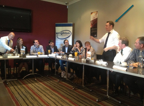Luke Goodman speaking to a fine room of business owners! Our dedication!